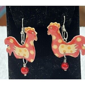 Roaster Earrings Free P&P Resin Pet Novelty Country Boho Farmhouse
